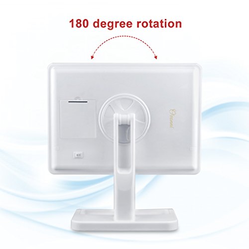Ovonni L207A LED Touch Screen Kosmetikspiegel mit 10X Lupe 20 LEDs beleuchteter Schminkspiegel Rasierspiegel Dimmbar Batteriebetrieben weiß - 8