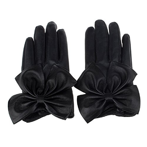 Preisvergleich Produktbild WINWINTOM Frauen-Dame-Schmetterlings-Bogen-Hand... aus weichem Leder Winter Handschuhe
