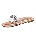 Produktbild friendGG Damen Hausschuhe Indoor Haus Anti-Rutsch Dusche Flache Rutschen Sandalen Strandschuhe Badeschlappen Badeschuhe Frauen Sommer Tragen Offene Zehe Strass Transparente Schuhe(Gold,38)