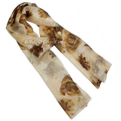 Preisvergleich Produktbild Schal aus 100% Polyester, 40x150cm, Blumen, braun, 7490