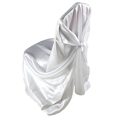 Satin Überwurf Stuhlhusse Universal Größe Dinig Chair Hochzeit Weiß (6er Pack)