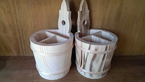 Besteckkorb Besteckbehälter mit drei Kammern Besteckfass Besteckkasten Holz (Natur)