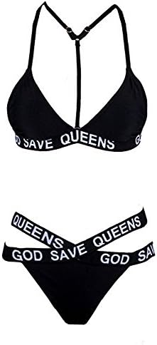Black Sexy V-neck Push Up Bra Bandage Cross Criss 2 Piece Bikini Swimsuit