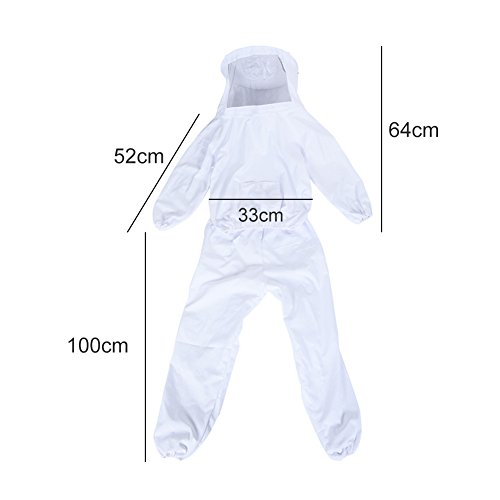 Imkeranzug Jacke und Hose mit Bienenhut und Schleier aus Polyesterfasern weiß - 3