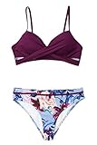 Geformte Cups CUPSHE Pflaume Und Floral Wickel Bikini, XL