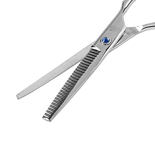 Haarscheren set ,ELFINA 2 set Salon professionelle Friseur Haare schneiden dünner Haarschere und scharf Friseurschere 6 Zoll Blau - 6