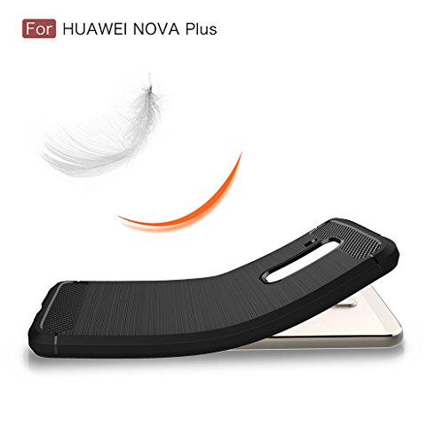 Funda Huawei Nova PLUS  XiDe Carcasa Ultra Delgado Ligero Silicona con Anti-Ara  azos Espalda Carcasa Fibra de Carbono Funda para Huawei Nova PLUS - Negro