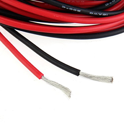 2 x 3 M 16 Gauge AWG Silikon Gummi Drahtseil Draht Kabel flexibel rot schwarz - 5
