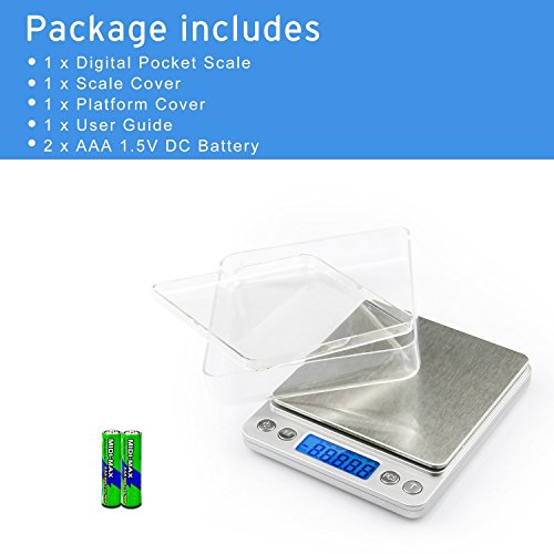 Digitale Küchenwaage, SANNU 0.1g / 3000g Digitale Multifunktions-Taschenwaage mit hinterleuchtetem LCD-Display - 5