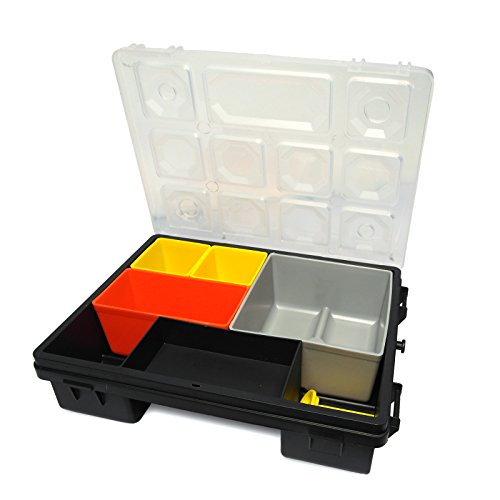 3 Stück Organizer, Sortierboxen in drei Größen aus robustem Kunststoff. Mit herausnehmbaren Schalen für Kleinteile. Topp für Haushalt, Werkstatt & Garage! - 4