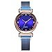 Produktbild Frauenuhr Schlankes Minimalistisches Zifferblatt Aus Quarz Mit Magnetischer Schnalle Damen Uhren Mode Einfache Diamant Dial Uhr Damenuhr FriendGG (Blau)
