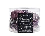 Verpackungsart: Plastik-Dose Christmas-Decorations 12 Weihnachtskugeln Glas Mini-Mix (lila/violett) Mischung Weihnachtsbaum Deko Kugeln Weihnachten Set Christbaumschmuck Weihnachtsbaumschmuck
