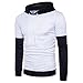 Produktbild VENMO Mens 'feste Heavy Blend Kapuzen-Sweatshirt Patchwork Sweatshirt Hoodie mit Kapuze Herbst Winter Tops Kaputzenpullover Hoodie Pullover Frühling Herbst Sweatshirt Langärmelig Kaputzen (L, White)