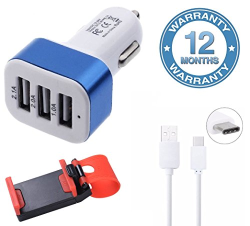 One Plus 3T Compatible 3-Port USB Car Charger & Type-C Charging cable & Car Steering Mobile Holder RS.499 (75.00% Off) - Amazon