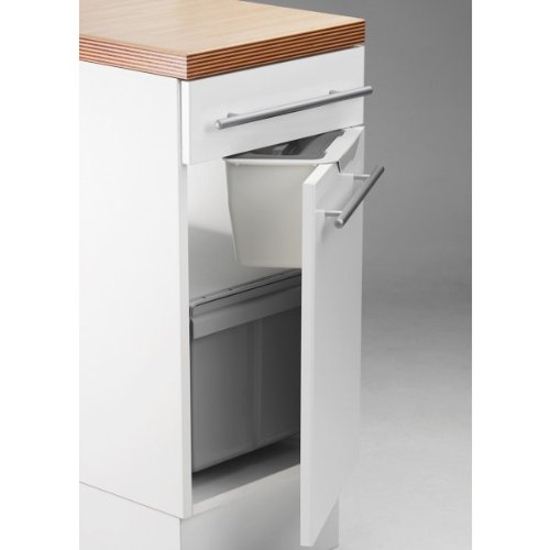 Wesco Kitchen Box, hellgrau mit Deckel in grau-transparent, Multifunktions Abfallbehälter, Bio Mülleimer, Abfallsammler zum Hinstellen oder zum Anhängen, 5 Liter, - 5