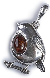 Sponsored Ad – Statement Robin Bird Necklace in 925 Sterling Silver and Natural Gemstone, Christmas Festive Jewellery, Bird Lover Gift