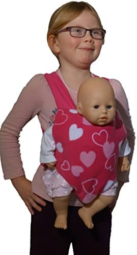 FuzzleBuzz DOLL BABY CARRIER - CHOICE OF COLOURS (Children: L, Hearts/Stripes Pink)