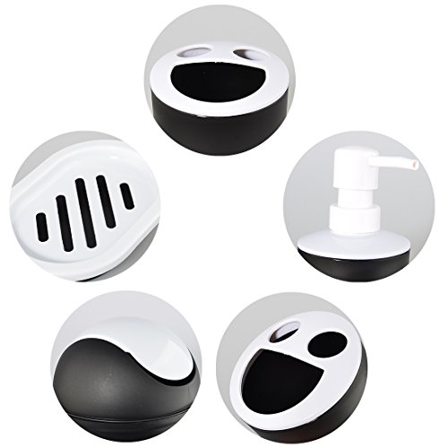 Badezimmer-Set,Lommer 6 Stück Kunststoff-Bad-Zubehör–Schwarz - 3