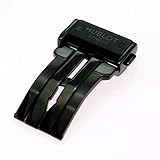 Peso: 21g ROUHO Oro Negro Plata Hebilla De Acero Inoxidable para Hublot Big Bang-Negro-22Mm