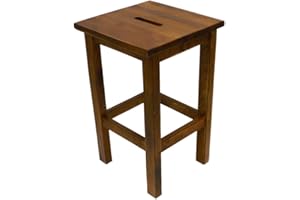 SF SAVINO FILIPPO Sgabello Sedia in Legno di abete massello noce marrone quadrato da Interno casa bar ristorante alto 45 cm