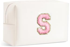 SEFORICO Small Makeup Bags for Women - Waterproof Leather Cosmetic Bag A-Z Personalized Bag Portable Travel Women's Purse