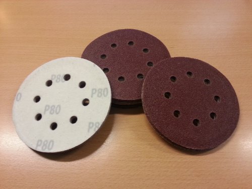 100 Stück Klett-Schleifscheiben Ø 125 mm Körnung 80 für Exzenter-Schleifer 8 Loch