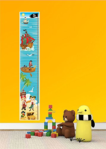PIRATE SEA TREASURE SHIP BEDROOM DECOR BOY GIRL KIDS CANVAS HEIGHT CHART HC004