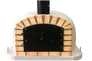 DIOVERDE White Deluxe Extra Wood Fired Pizza Oven, Orange Arch, Black Door, 100cm x 100cm