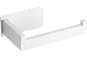 RIXOTIX Portarotolo carta igienica senza foratura, autoadesivo, impermeabile, in acciaio inox, porta rotolo di carta igienica, per bagno, montaggio a parete, bianco