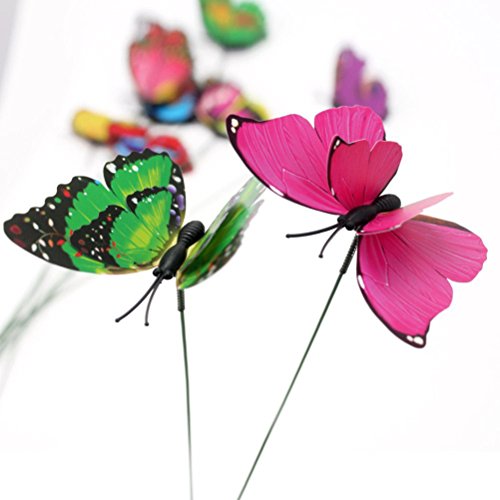 ULTNICE 10 Stück 3D Schmetterlinge Deko Gartendeko Gartenstecker - 4