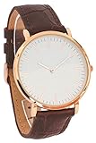God of Moses Damen Uhr 40mm Rosègold Analog Quarz mit Leder Armband in Braun BR-LE