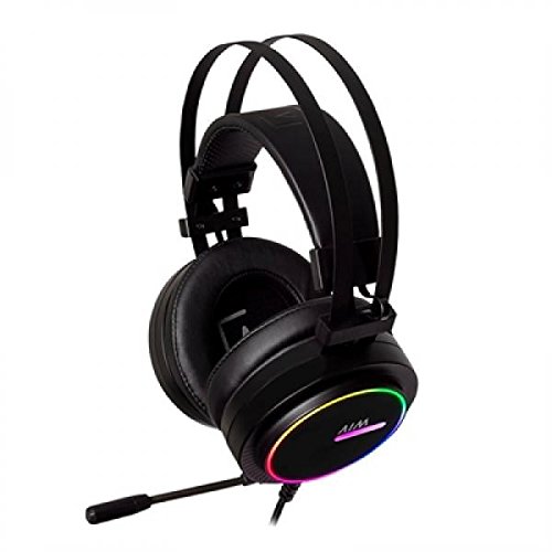 AIM - Auriculares gaming profesional  sonido posicional 7 1  iluminaci  n RGB 16 8 millones de colores con 4 modos  drivers de neodimio 50mm  micr  fono flexible con cancelaci  n de ruido  PC PS4   negro