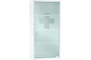 ‎FIRST AID ONLY First Aid Only Medizinschrank Weiß mit 4 Fächern | Abschließbarer Apothekerschrank aus Metall zur Medikamenten Aufbewahrung | Medikamentenschrank als Hängeschrank 60 x 30 x 12 cm | P-10203 00