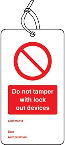 Caledonia Signs 55073 Lockout Tag, do not Tamper with Lock Out Devices, 80 mm x 150 mm (Pack of 10)