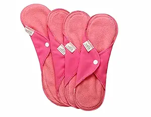 FabPad Reusable Washable Sanitary Cloth Pads Napkins Eco-Friendly Menstrual Hygiene Solutions (Pack of 4) (Pink, 3 Day Pads + 1 Night Pad)