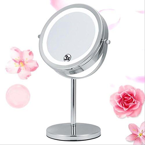 ZT Led Cosmetic Mirror Double-Sided Mirror Zoom Beauty Mirror With Lamp Desktop 7 Inch 3 Times LED Mirror Vanity Mirror Battery