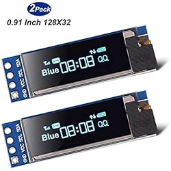 Goosky 2pcs I2C OLED Módulo de Pantalla 0.91 Pulgadas I2C SSD1306 OLED Módulo de Pantalla Blanco I2C OLED Controlador de Pantalla DC 3.3V ~ 5V para Arduino (2pcs)