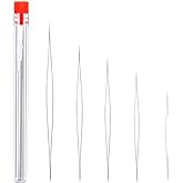 5 Pieces Beading Needles Foldable, Bead Needles Embroidery Folding Large Eye Stainless Steel, Large Straight Long Pearl Needl