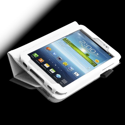 Fintie Samsung Galaxy Tab 3 7.0 (7 Zoll) SM-T210 SM-T211 Hülle Case – Slim Fit Folio Bookstyle Kunstleder Schutzhülle Cover Tasche mit Ständerfunktion und Stylus-Halterung, Weiß - 9