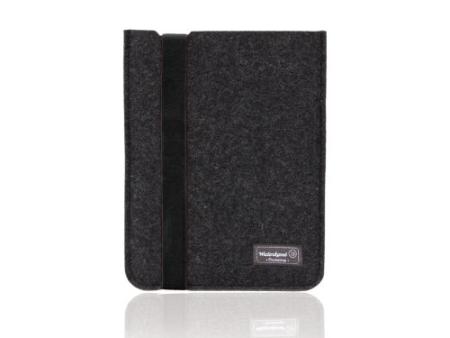 Waterkant Deichkönig Strap Wollfilz Tasche für iPad Pro, Sleeve in Grau mit schwarzem Gummiband