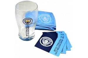 Manchester City Pint Glass, Coasters & Bar Towel Mini Bar Set