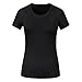Produktbild Swallowuk Damen Sport T-Shirt Kurzarm Yoga Running Schnell Trocknend Sommer Funktionsshirt Fitness Top (M, Schwarz)