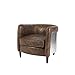 Produktbild QAZQA - Vintage Sessel aus verwittertem Teakbraun Leder mit Aluminium Finish- Ken