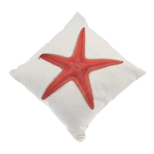 Lukis 1stk. 45x45cm Baumwoll Leinen Kissenhülle Kissenbezug Kopfkissenbezüge Seestern - 3