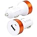 Produktbild Premium High-End Universal KFZ - USB Adapter für jedes Handy / Smartphone / Tabet / Navigationsgerät Weiß Orange