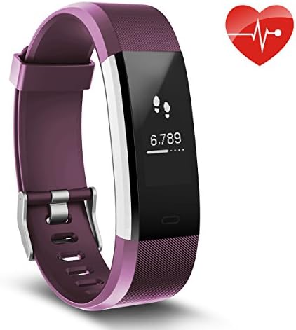 Fitness Tracker, Ausun 115 HR Plus Heart Rate Monitor, IP67 Waterproof Smart Wristband with Pedometer Step Counter, Sleep monitor, Calorie Counter, Purple