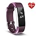 Produktbild Ausun 115HR Plus Fitness Armband mit Pulsmesser Wasserdicht IP67 Fitness Tracker Aktivitätstracker Pulsuhren Smartwatch Schrittzähler Uhr Vibrationsalarm Anruf SMS Whatsapp Beachten, Lila