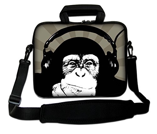 LUXBURG® 17,3 Zoll Schultertasche Notebooktasche Laptoptasche Tasche mit Tragegurt aus Neopren für Laptop / Notebook Computer - Affe