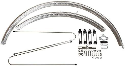 BLB Pair Polished Hammered 44 mm Mudguard Silver (City)/Pair Hammered Fenders Mudguards 44 mm Polished Silver (Mudguard City)
