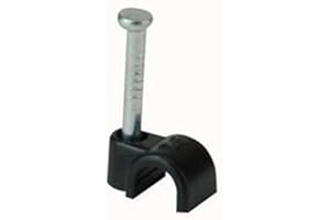 SUNDEER 7mm Black Cable Wire Clips Clamps with Fixing Nail - Pack of 100